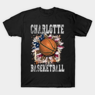 American Flag Personalized Charlotte Proud Name Basketball T-Shirt